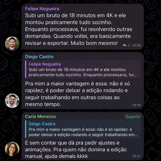 Felipe Nogueira subiu um bruto de 18 minutos em 4K e o Livo Edit montou quase tudo sozinho; Diego Castro e Carla Menezes comentam